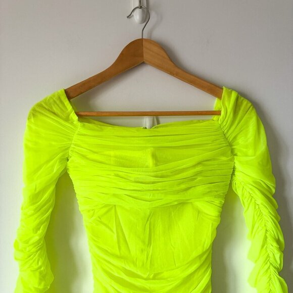 Aritzia Ten by Babaton Luxor Long Sleeve Mini Dress Neon Sunray Yellow Size 4 - Picture 5 of 10